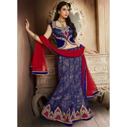 blue fishcut lehenga