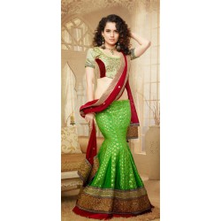 Green and maroon lehenga