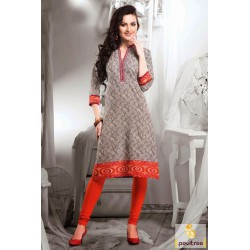 Grey-orange kurti