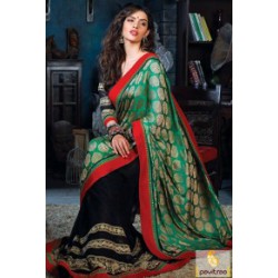 green-black-silk-party-saree-with-designer-blouse