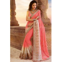 pink rose party wear saree