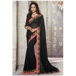 casual black saree